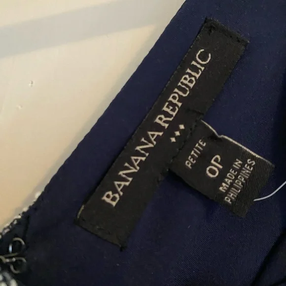 Dark Navy Blue and Off White tweed Banana Republic Petite Dress Size 0 - Picture 4 of 6